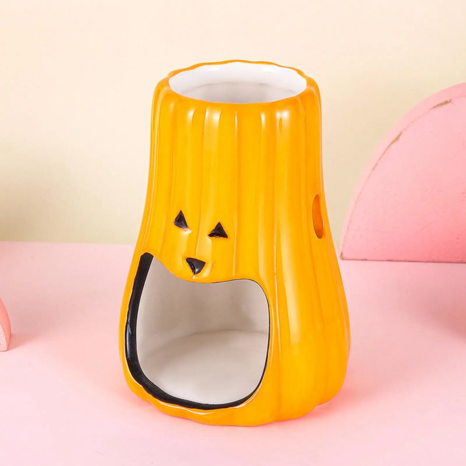 4Pcs Hamster Ceramic Water Dish Hamster House Water Bottle Holder Bathtub Cute Halloween Pumpkin Decorative for Dwarf Hamster