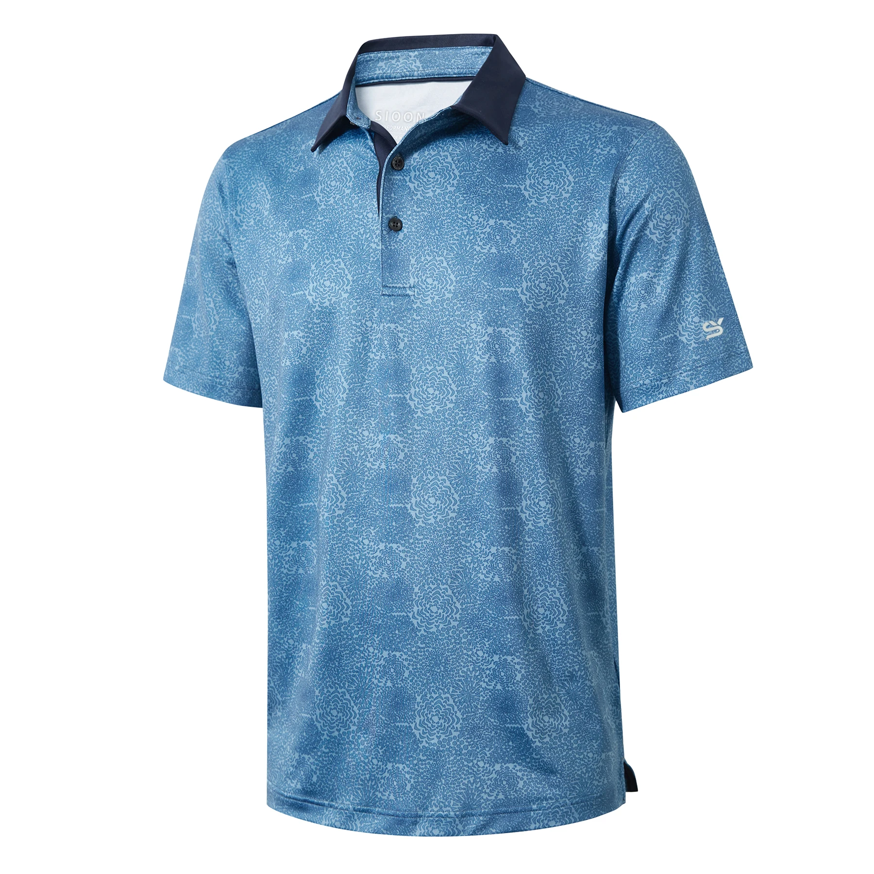

Golf Shirts for Men Dry Fit Short Sleeve Print Performance Moisture Wicking Polo Shirt