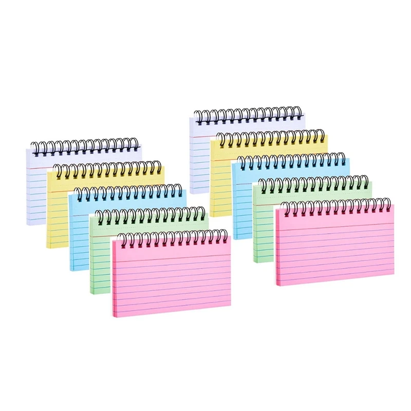 

500 Sheets Multicolor Index Cards Spiral Bound Ruled Index Cards Paper With PVC Cover, Learning Card Note Cards