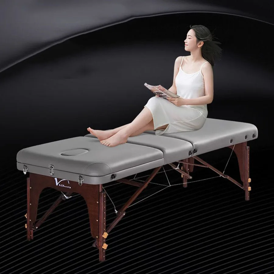 

Folding Massage Table Portable Hole Leg Wood Neck Support Massage Table Topper Pillow Holder Metal Full Body Lit Pliant Spa Bed