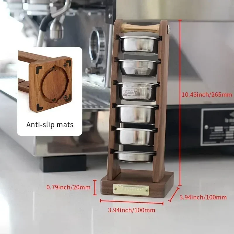 커피 필터 홀더 검은 호두 에스프레소 핸들 필터 바구니 홀더 커피 용기 보관함 바리스타 액세서리