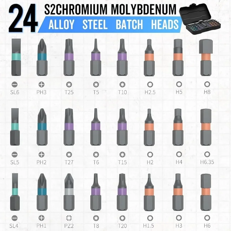 Multifunctional 24-in-1 Ratchet Screwdriver Set - Compact Portable Tool with Removable T-Handle and Magnetic Bits