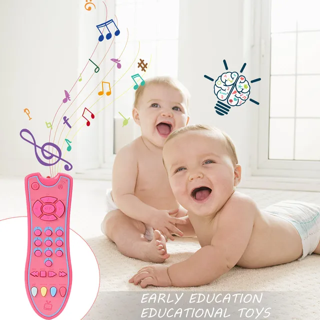 TV Remote Control Toy Musical Play toys with Light and Sound Three Language Modes: English Spanish French Baby Education Toys 4