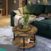 Small Round Coffee Table with Open Storage for Small Space, 23.5" Black 2-Tier Wooden Center Table for Living Room 6