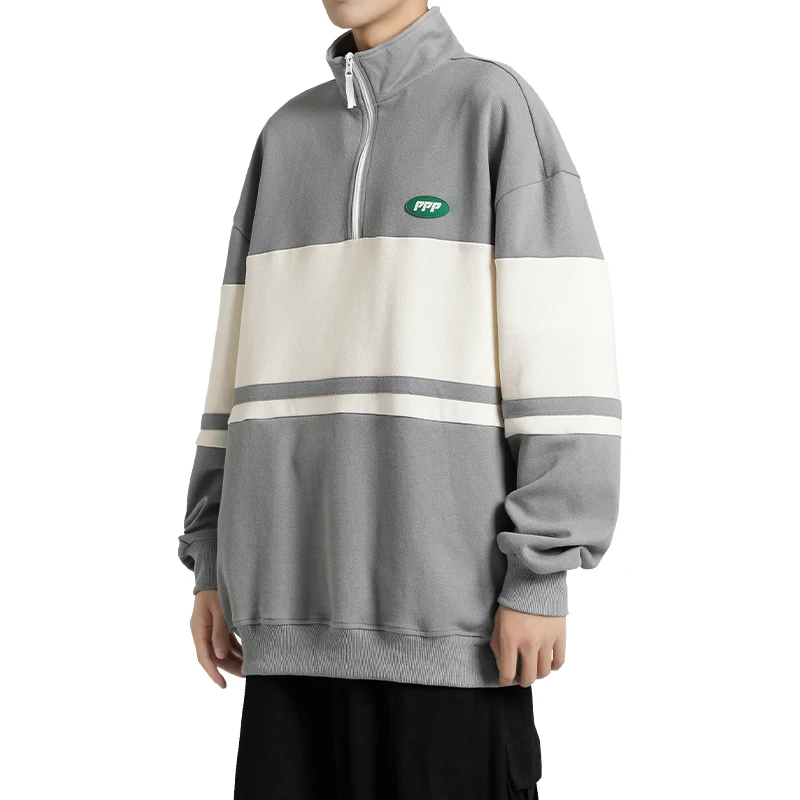

Men Lapel Patchwork Fashion Hoodie Oversized High Quality Teenager Pullover Harajuku Retro Unisex Streetwear Casual Trendyol
