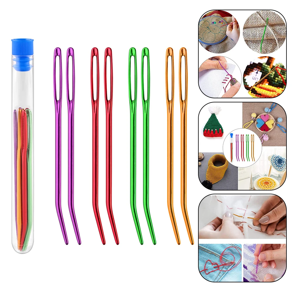 Description Picture 5 of item8Pcs Bent Tip Tapestry Needles Yarn Knitting Weaving Needles Big Eye Curve Bent Needle Knitting Crochet DIY Sewing Accessories