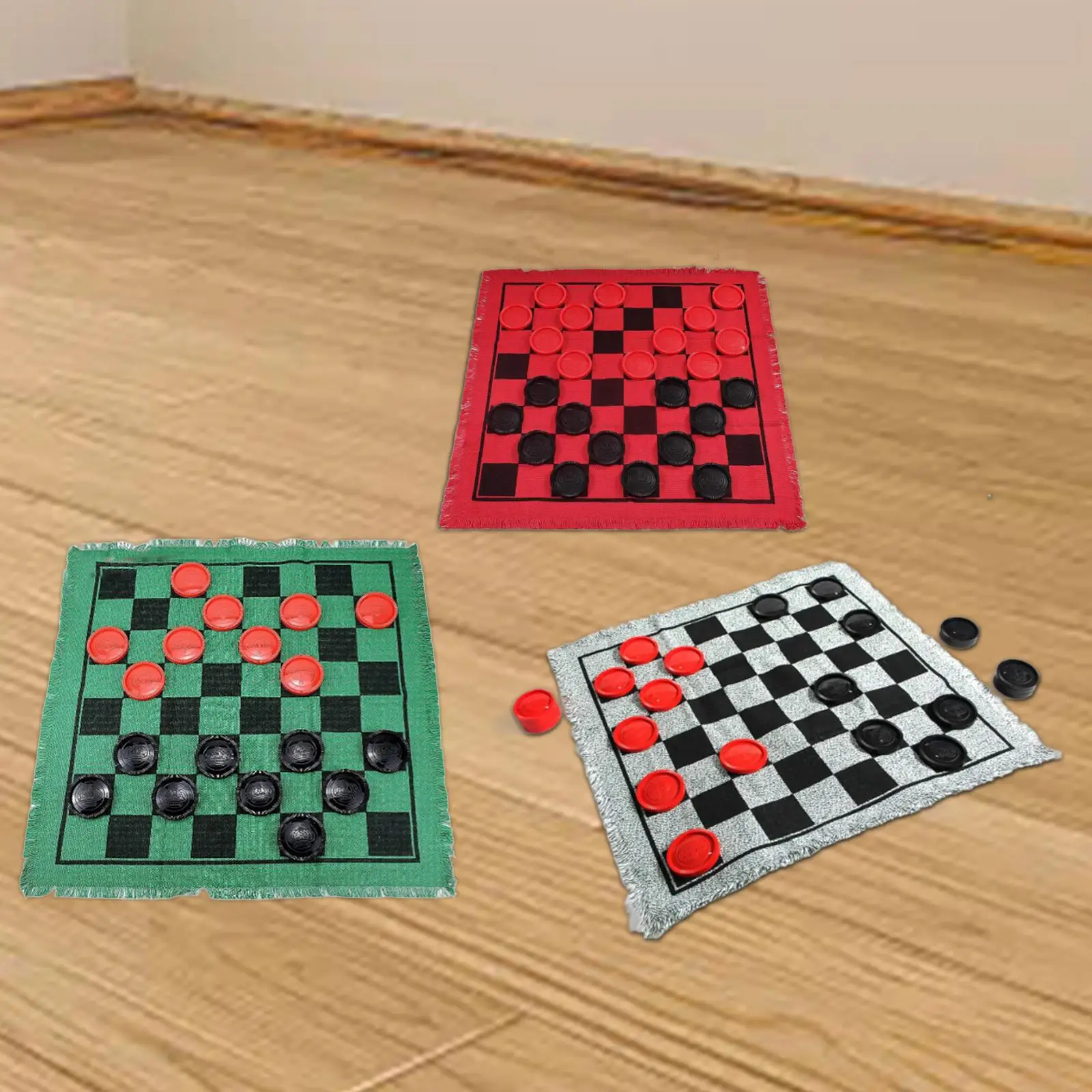 Giant Checkers Board Game Mat 3 in 1 Reversible Rug Game Large Checkers Rug Mat Indoor Outdoor Yard Giant