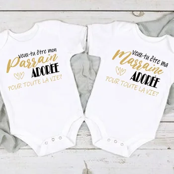 Body estivi per neonati Baby Chiedi per il padrino Abiti da battesimo Ti vogliono essere la mia adorabile Madrina per la vita Tute per neonati