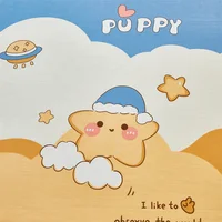 Cartoon Star Flat Sheet Twin Kawaii Yellow Stars Bed Sheet Set For Child Teen Room Decor Soft Cotton Bed Cover with 2 Pillowcase 5