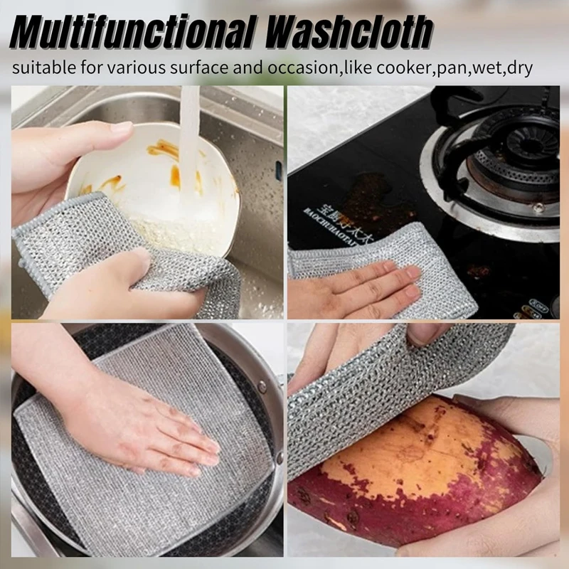 10 Pcs Mesh Fabric Dishcloth cleaning cloth dish cleaning cloth dish cloth towel cleaning cloth microfiber dish cloth Cleaning Cloth Dualsided Silver Wire Grid Abrasive Dishwashing Cloth for DIY Sewing Fabric Crafts
