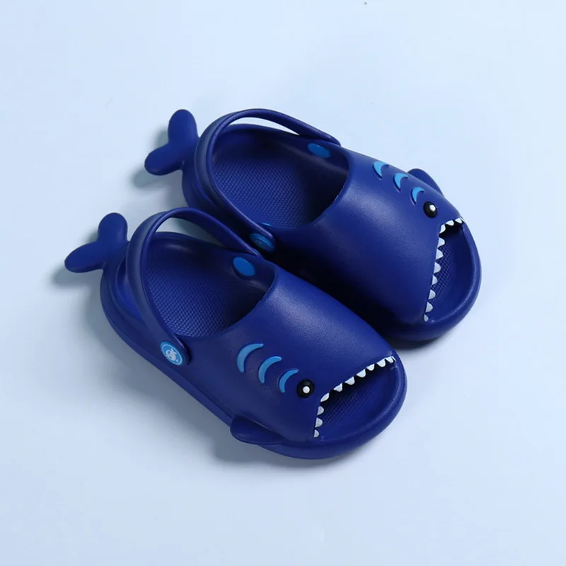 comfortable sandals child Summer Cute Fun Cartoon Shark Slippers Baby Boy Beach Shoes Soft Bottom Non-slip Shoes Girls Toddler Shoes Children Kids Sandals extra wide fit children's shoes