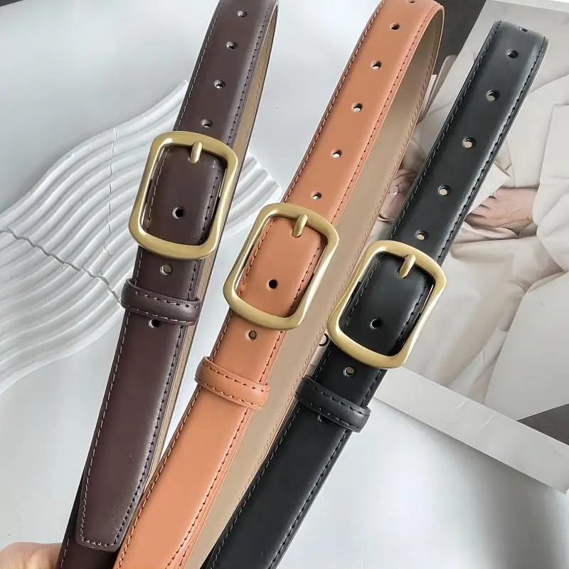 Simple Needle Buckle Cowhide Belt for Men and Women Versatile Fashion Matching Jeans Youth Casual Commuting Belt Trend Ins