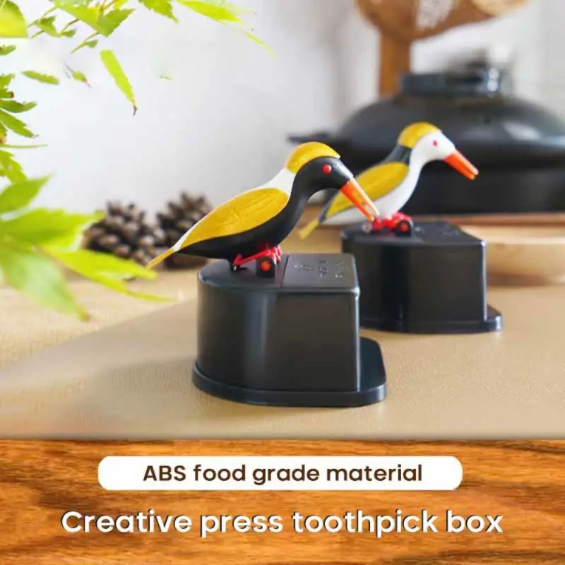 New Cute Small Bird Toothpick Container Automatic Toothpick Dispenser Toothpick Holder Home Decoration Table Decor Multi Color