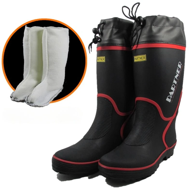 Chaussures pêche hiver hommes anti-dérapantes étanches hautes spécial velours bottes pluie équipement