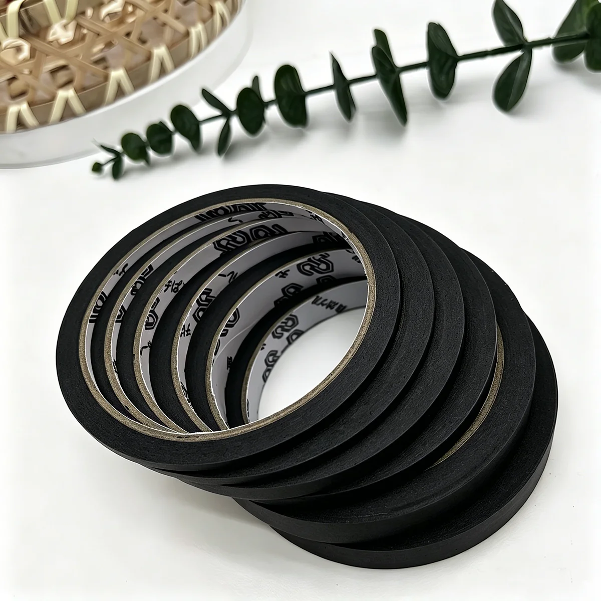 초박형 검정색 마스킹 테이프, 미술 및 공예용, 다양한 크기(3-13mm), 잔여물 없는 종이 테이프, 홈 데코에 적합