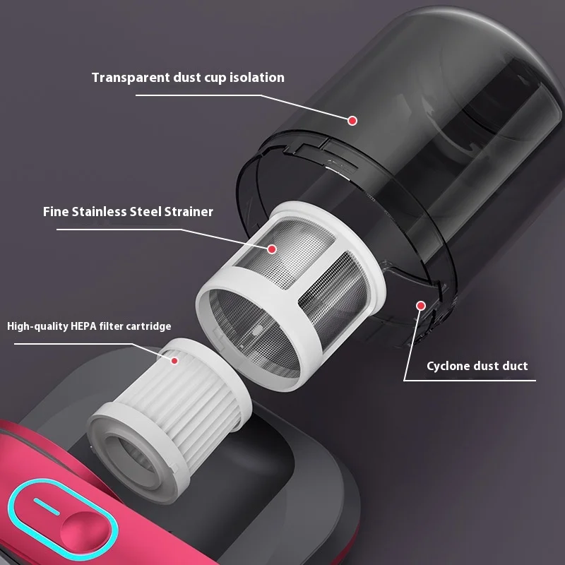 Compact Mattress Vacuum Cleaner 8000Pa Strong Suction 2 Speeds Adjustable 250ml
