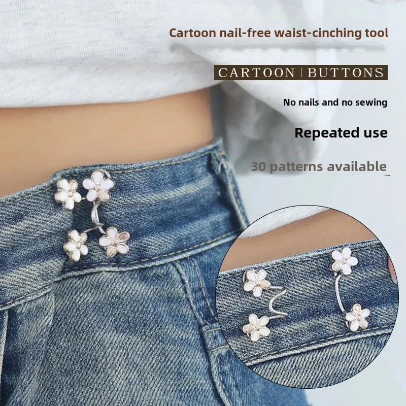 Metal Buckle Waist Cinching Jeans Adjustable Detachable No Nail Needed Waist Size Reduction Tool for Men Women Children