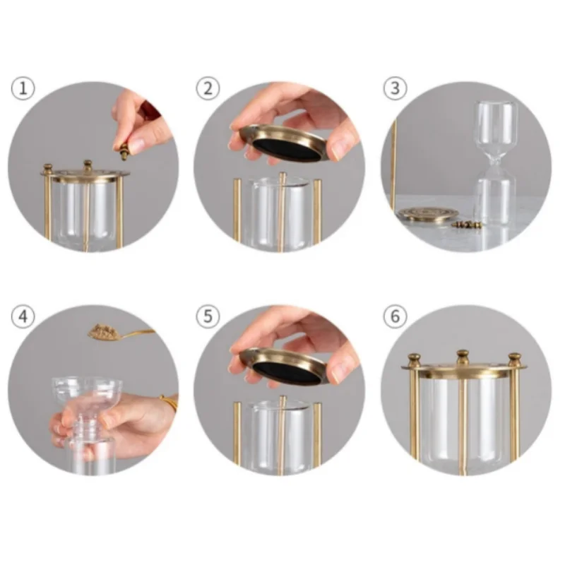 Creative Metal Empty Hourglass Timer Office Desktop Small Ornaments Table Top Decor Brass Color Transparent Sandglass sand timer liquid hourglass timer colored hourglass