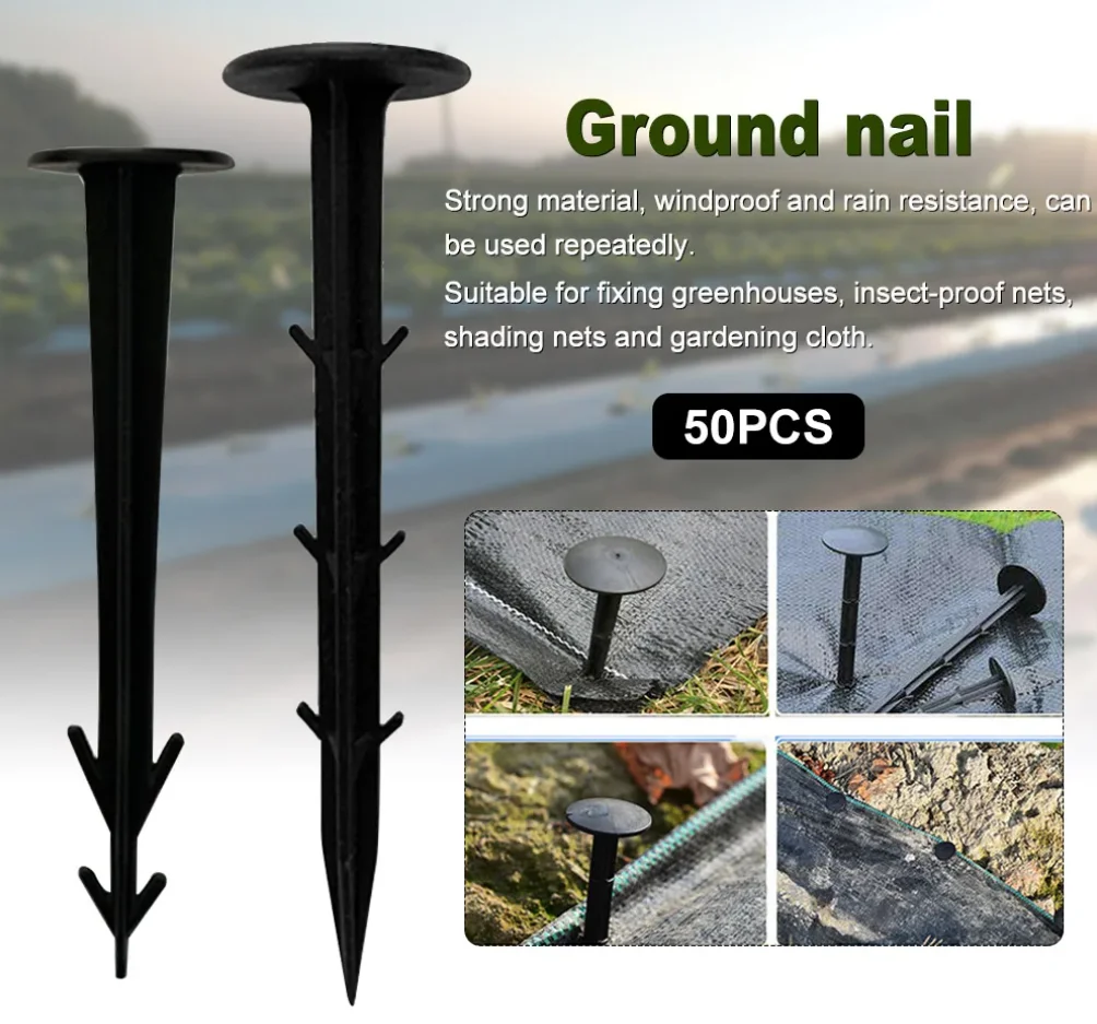 50pcs Ground Nail Film Fixed Garden Pegs Greenhouse Film Weed Prevention Ground Cloth Sunshade Fly Net Plastic Fixed Pegs