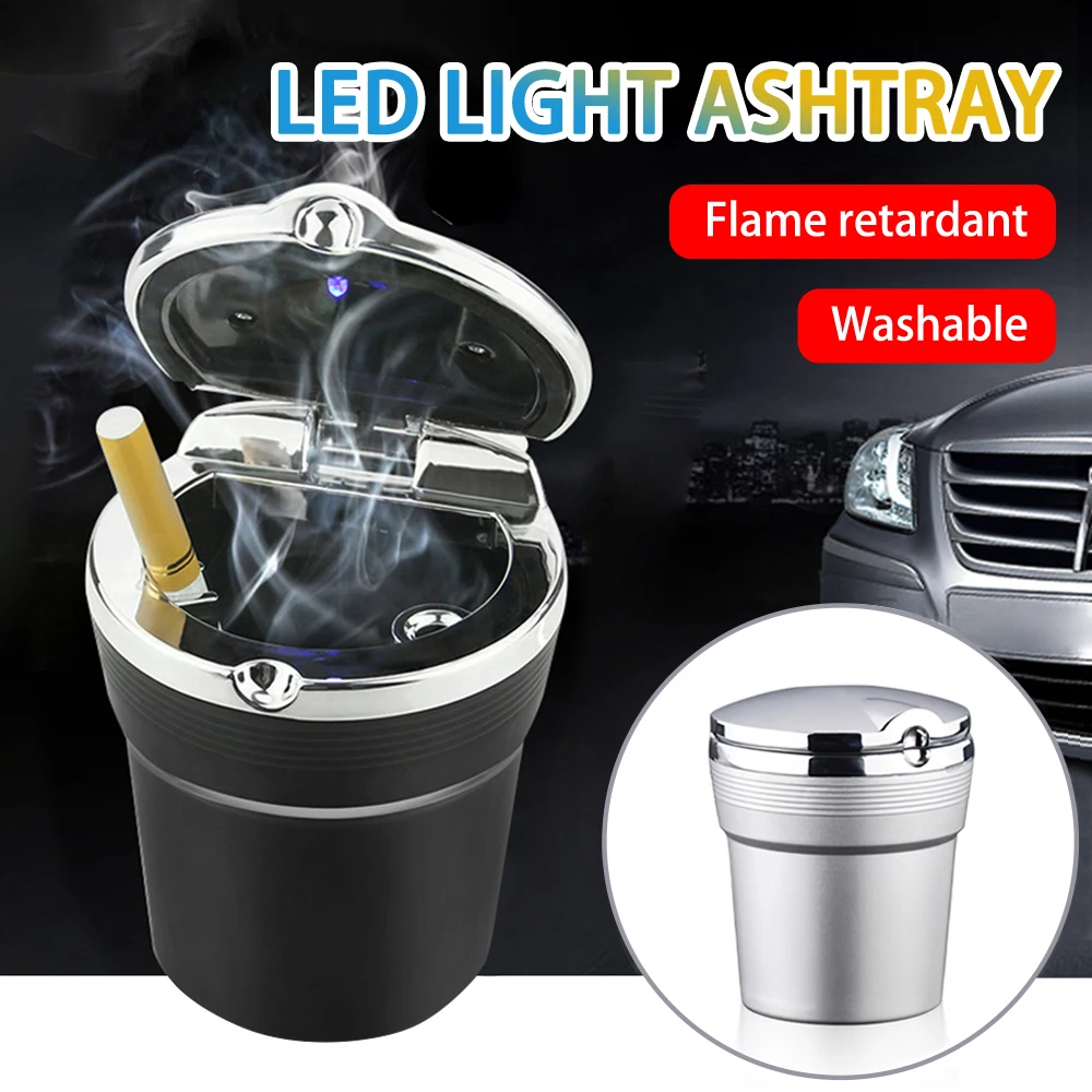 Car Ashtray Led Light Car Ashtray Car Garbag Can With Cover Creative auto Smokeless Smoke Ash Tray With Cover Holder Auto Accessories