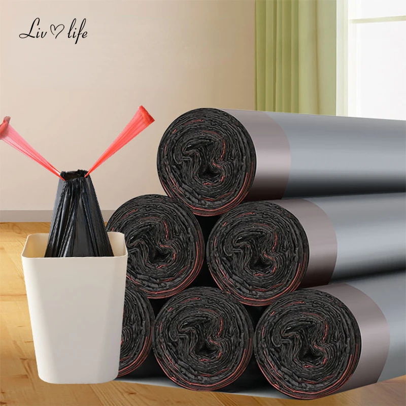 Thickened Drawstring Closed Garbage Bag Household Affordable Portable Trash Can Medium Large Plastic Bag trash bags garbage bags