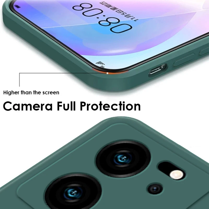 Square Liquid Silicone Shockproof Case with Camera Lens Protector