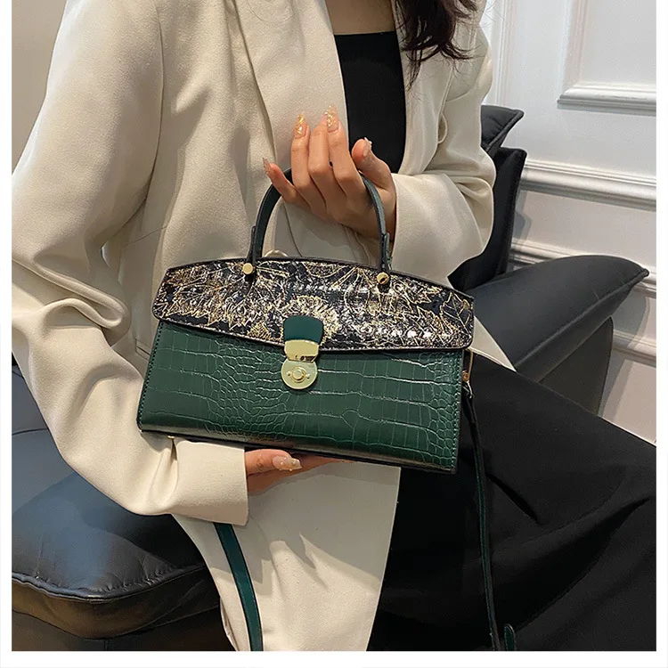 

Contrast Crocodile Pattern Handbag 2024 New Fashion Ladies Shoulder Crossbody Bag Purses and Handbags Designer Bags Luxury