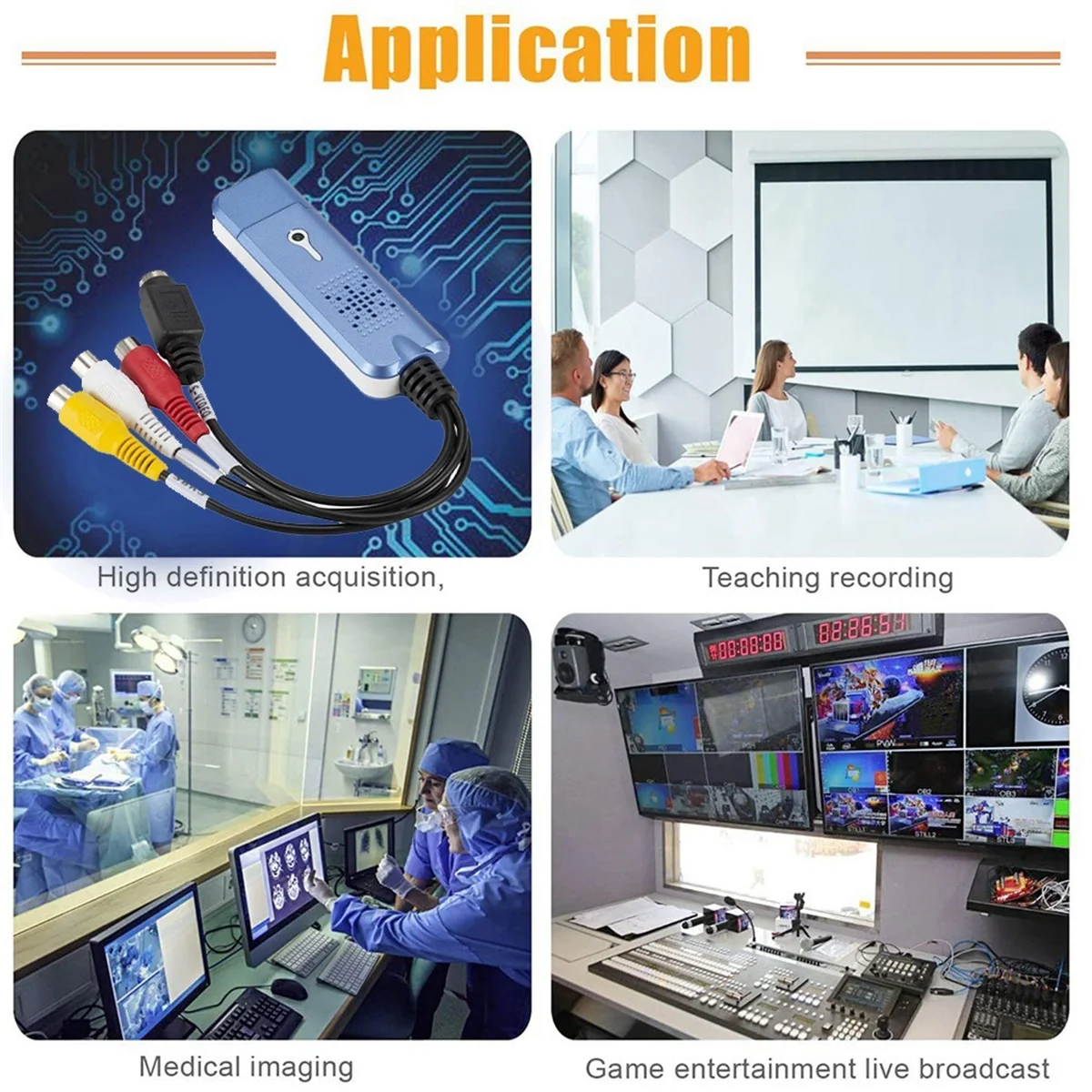 USB 2.0 Video Capture Card VHS VCR TV to DVD Converter for Mac OS X PC Windows 7 8 10