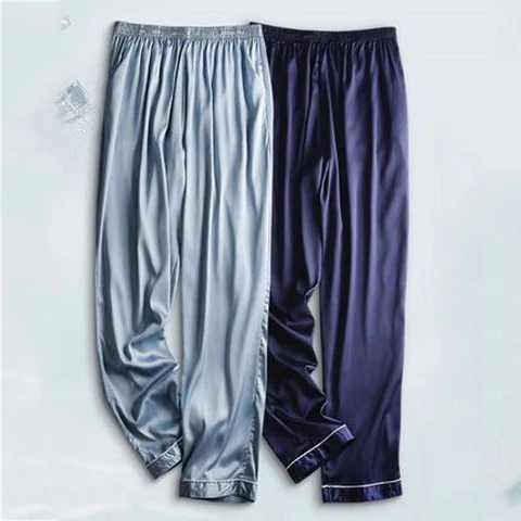 Satin Underpants Men Pajamas Sleepwear Oversize 3XL 4XL Home Clothes Elastic Waist Nightgown Sleep Bottoms Silky Nightwear pajama pants
