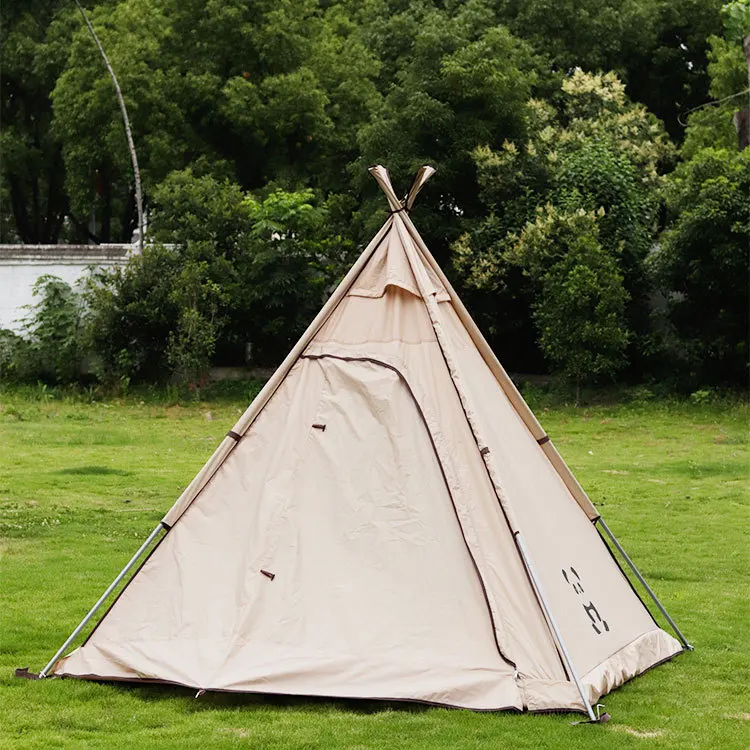 Waterproof Outdoor Camping Tent 2-3 Person Indian Pyramid Design Backpacking Portable Lightweight Double Layer Pyramid Tent