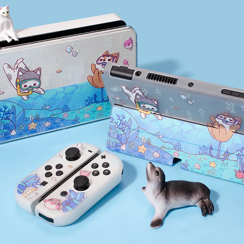 Nintendo Switch 本体 + Joy-Con + ケース+ドッグ 2023 New Nintend Switch OLED Case Sea Cat Dog Matte Hard