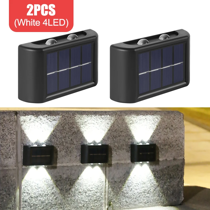 solar powered led wall light 4/6LED Solar Wall Lamp Outdoor Waterproof Up And Down Luminous Lighting Garden Decoration Solar Lights Stairs Sunlight Lamp solar lights for backyard Solar Lamps