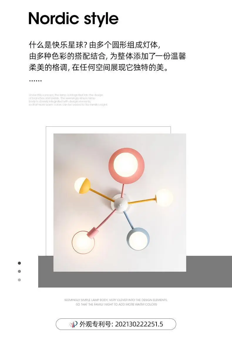 Description Picture 5 of itemMacaron Colorful Chandelier Nordic Restaurant Café Pendant Lamp Bedroom Living Room Study Home Decor Bull Fixture LED Lights