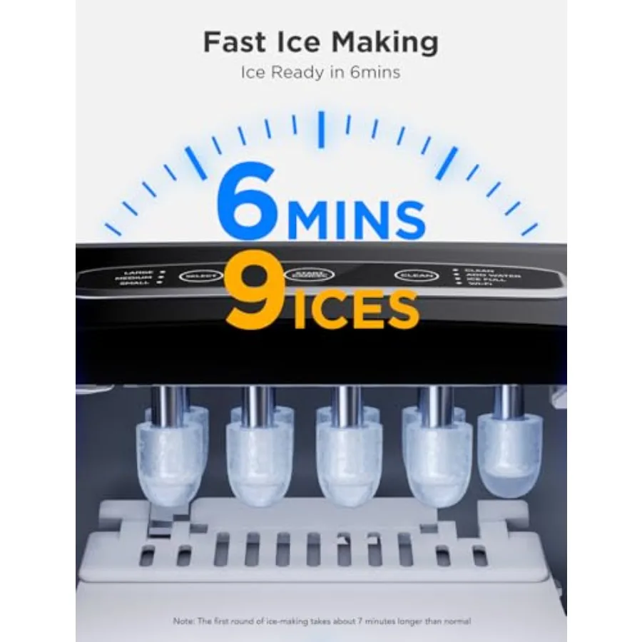Smart Countertop Ice Makers Portable Ice Maker Machine with Self-Cleaning 6 Mins 9 Bullet 26lbs/24Hrs Voice Remote for Home