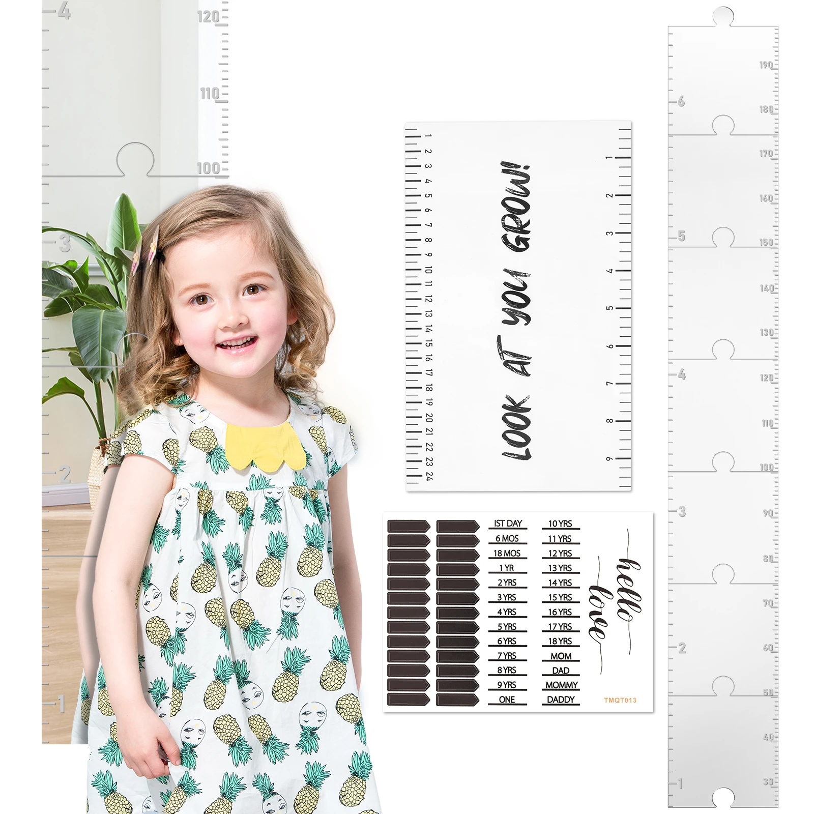 Acrylic Mirror Growth Chart for Kids Foldable Wall Growth Chart Mirror Home Decor Versatile Easy to Install Puzzle