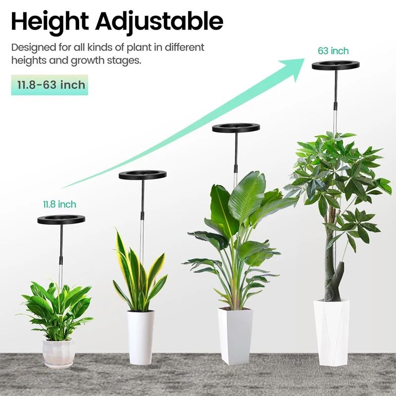 Grow Light Plant Grow Light LED Growing Lamp Full Spectrum for Indoor Plant 5V Height Adjustable 3Light Modes Dimmable Brightness Gooseneck