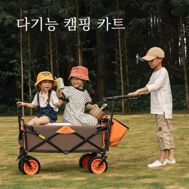 3-In-1-Ben Összecsukható Kültéri Kocsi Gyermekeknek És Áruknak 150L Kerti Kemping Piknik Többfunkciós Gyerekkocsi - Image 2