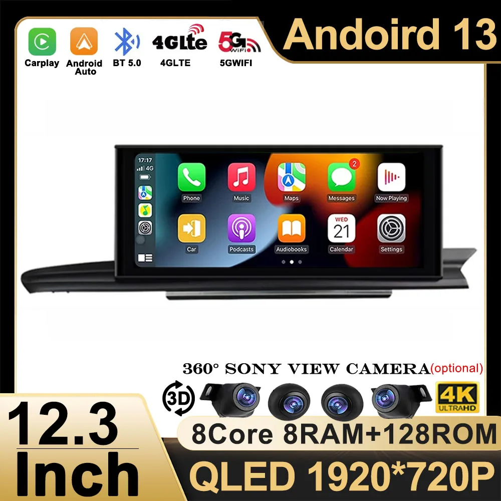 

12.3" Android 13 Car Radio For Audi A6 C7 A7 2012-2018 RHD Multimedia Video Player Stereo WIFI 4G Let Carplay GPS BT 360 Camera