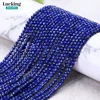 100% Natural Lapis Lazuli 2mm/3mm Faceted Loose Beads For Jewelry Making Bracelet Necklace Accessories 15'' 1