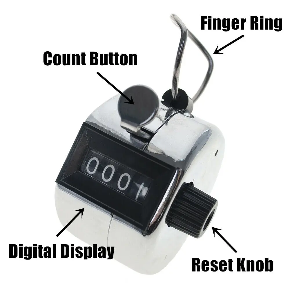 Easyclick Metal Handheld Tally Counter - 4-digit Clicker For