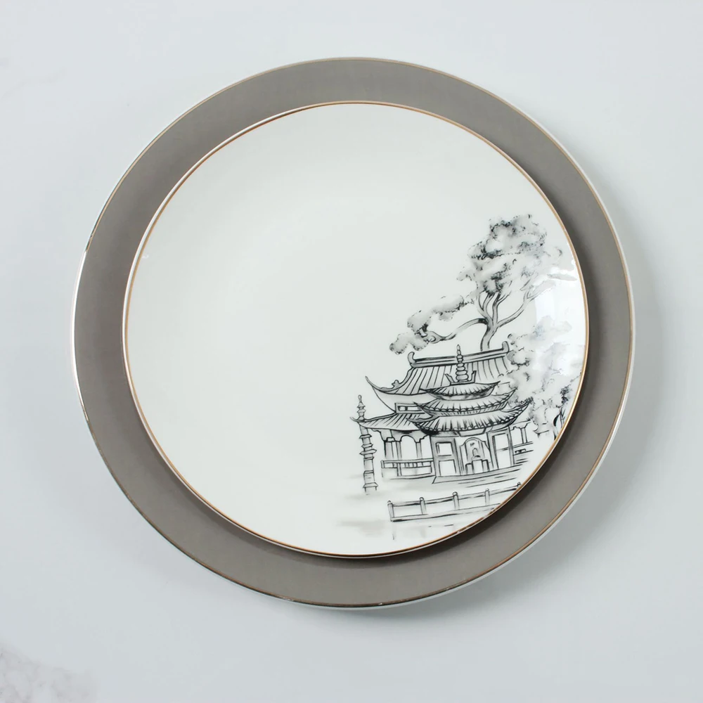 

Chinese Style Ceramic Decorative Plate Arrangement Wobble Plate Living Room Entrance Ornaments Home Wedding Decorations