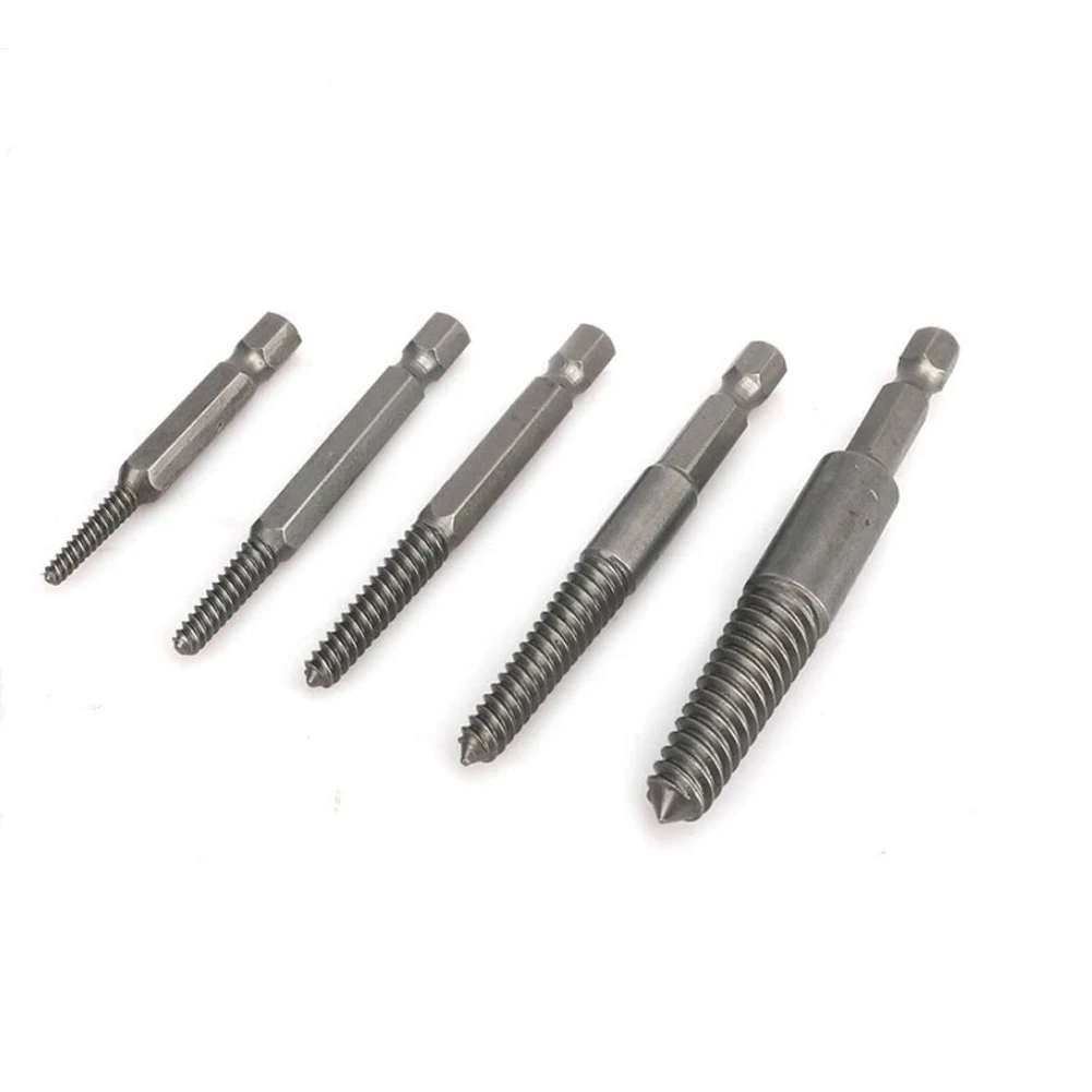 

5Pcs Hex Screw Extractors Center Drill Bits Broken Damaged Screw Extractor Drill Bit Guide Set Broken Bolt Remover Power Tools