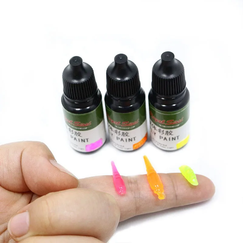 10ml/bottle fly tying UV fly paint 6optional colors semi-transparent colorful UV resin glue instant cure under light fishing tackle fly tying glue