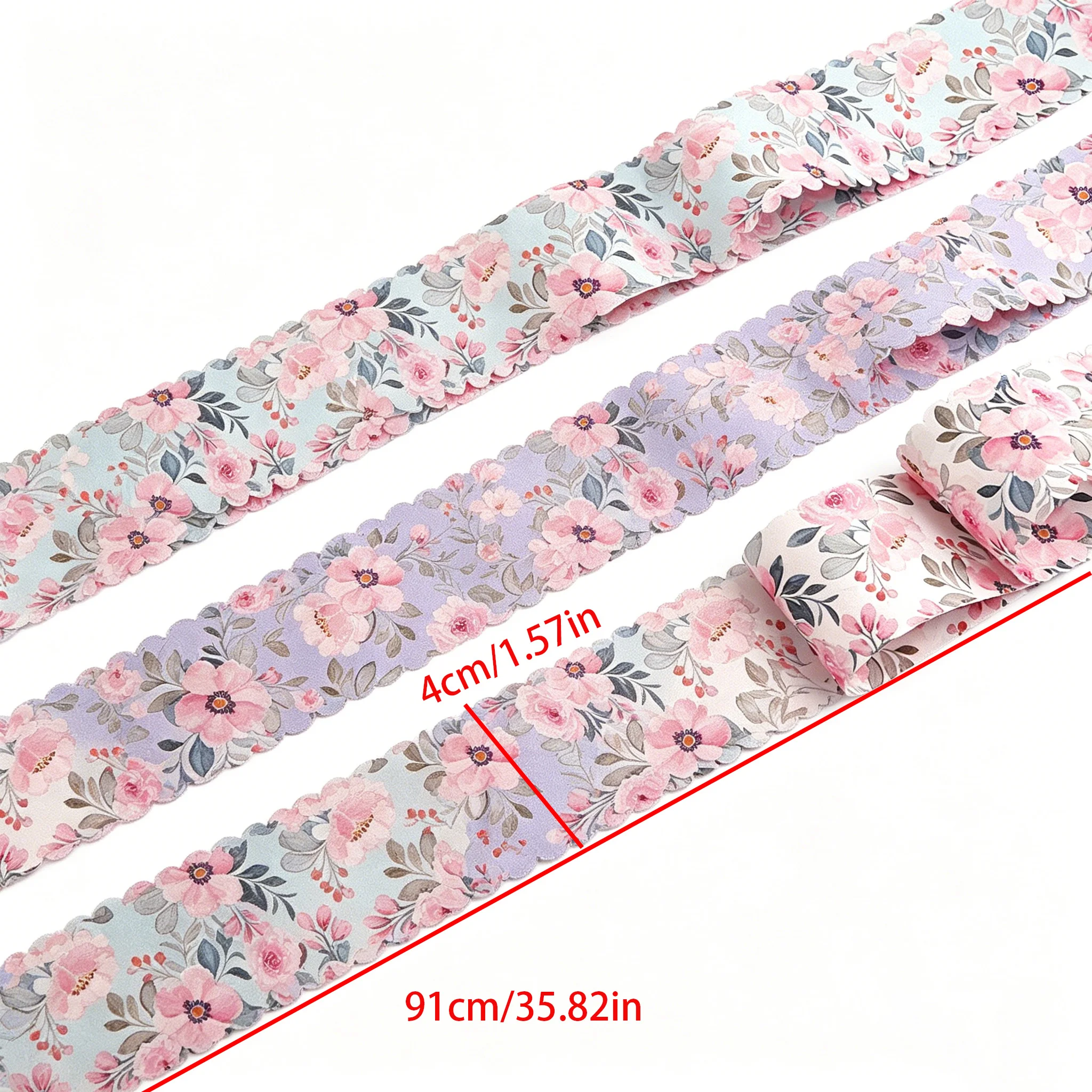1야드 양면 인쇄 웨빙, DIY 수제 리본 헤어 액세서리 재료, 4cm 리본, 꽃무늬 선물 포장 리본