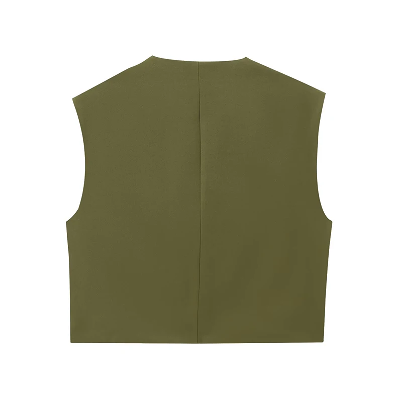 Willshela Women Fashion Solid Single Breasted Waistcoats Vest Vintage O-Neck Sleeveless Jackets Female Chic Lady Tank Tops 6