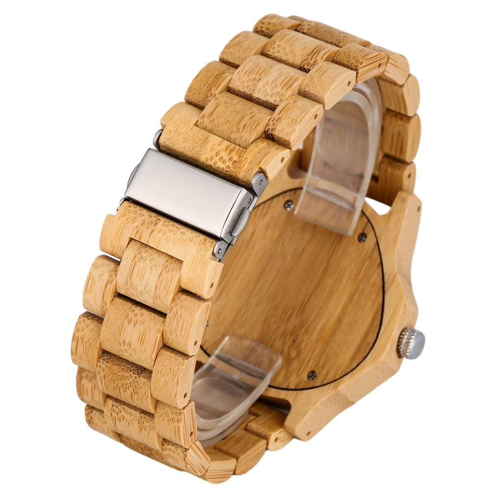 Automatisk mekanisk herrklocka med armband i bambu och trä_voghion.com