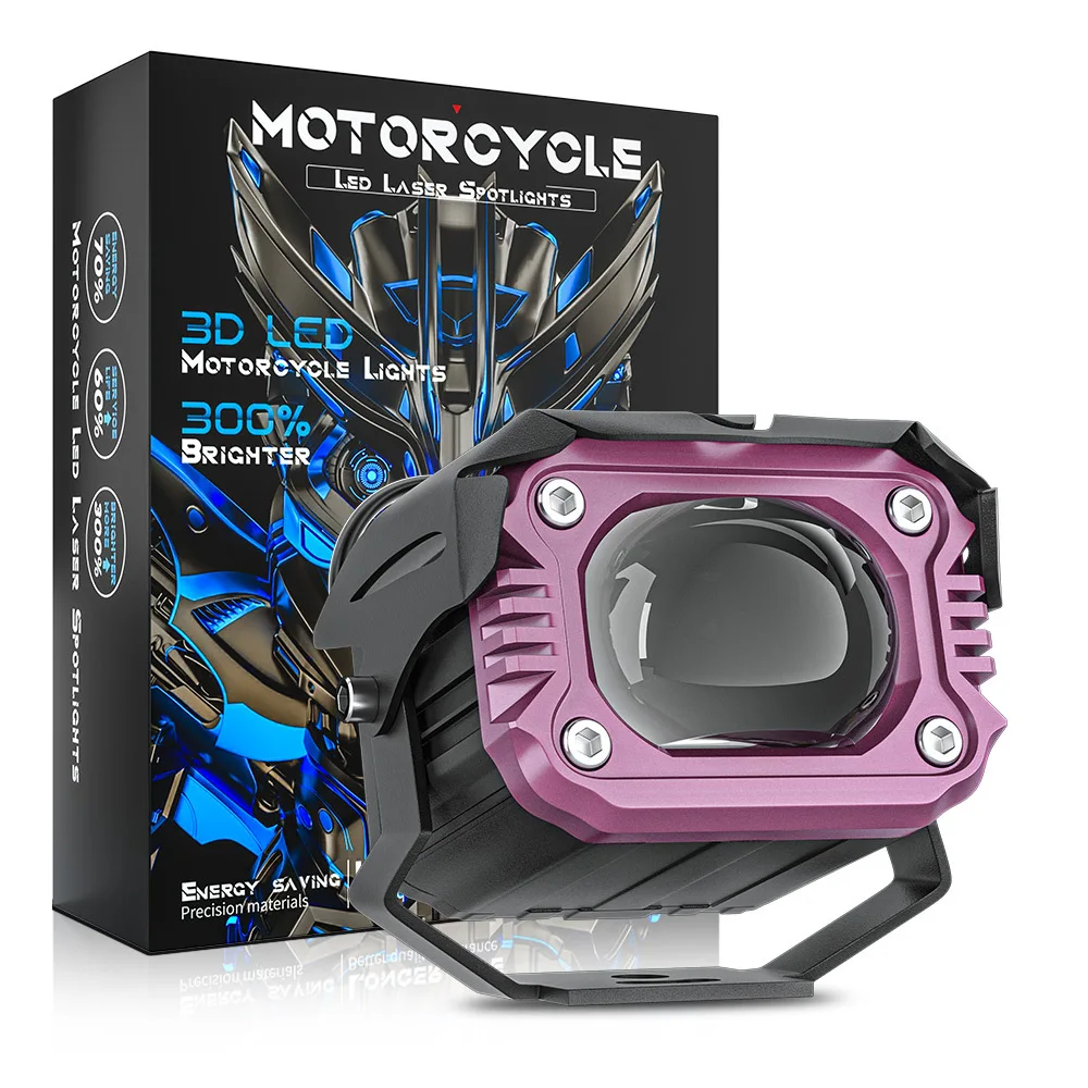

2 PCS Motorcycle LED Spotlight Fog Light 20W Two-color Strobe Laser Gun Small Steel Gun Auxiliary Headlight Tail Light