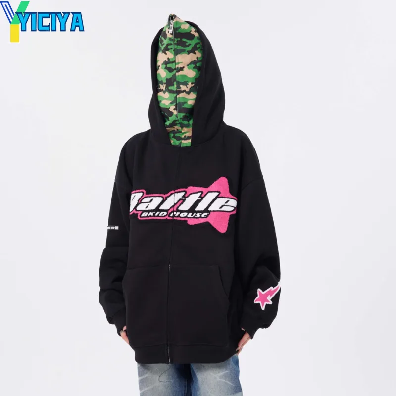 

YICIYA Hoodie Y2k Sweatshirts Hoodies Woman Clothing streetwear Harajuk Hooded zip-up Coats Aesthetic clothing outerwears Tops