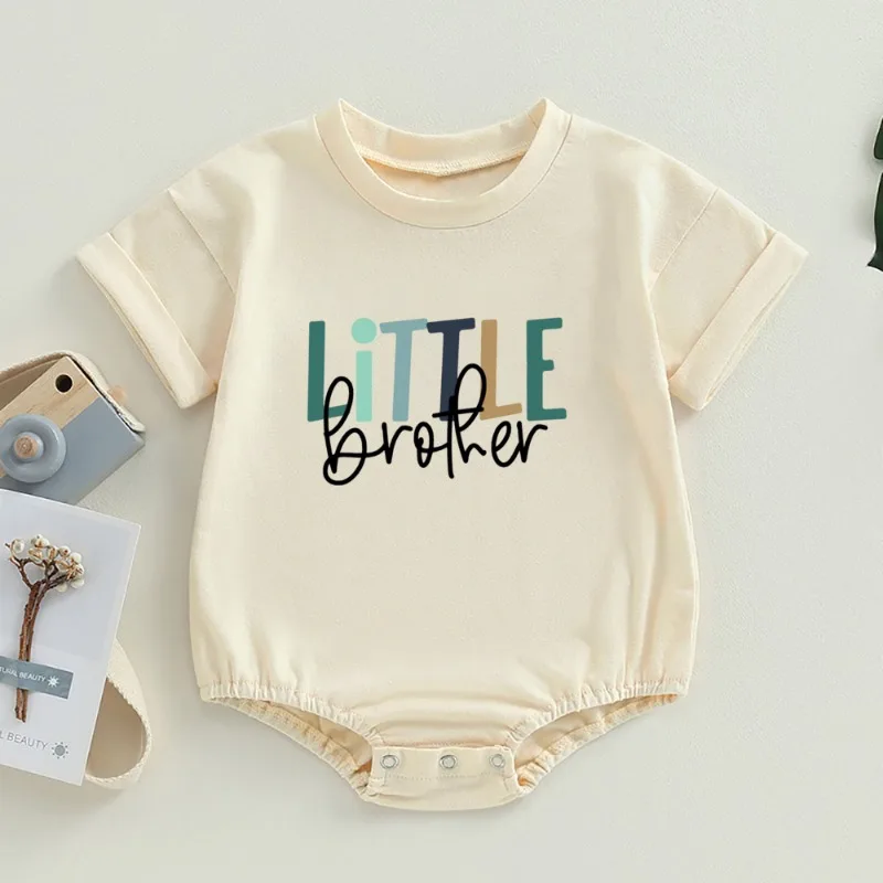 Big Brother/little Brother Print Family Brother Outfits Short Sleeve Kids -shirt+baby Romper Summer Retro Brother Outfit Clothes 4