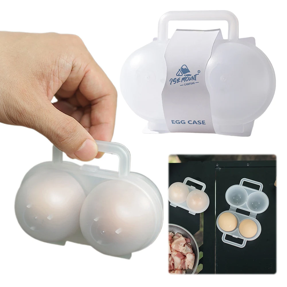 1/2Pcs 2 Grid Egg Box Portable Egg Holder Multifunctional Egg Storage Box with Handle Boiled Egg Holder Case for Camping Picnic